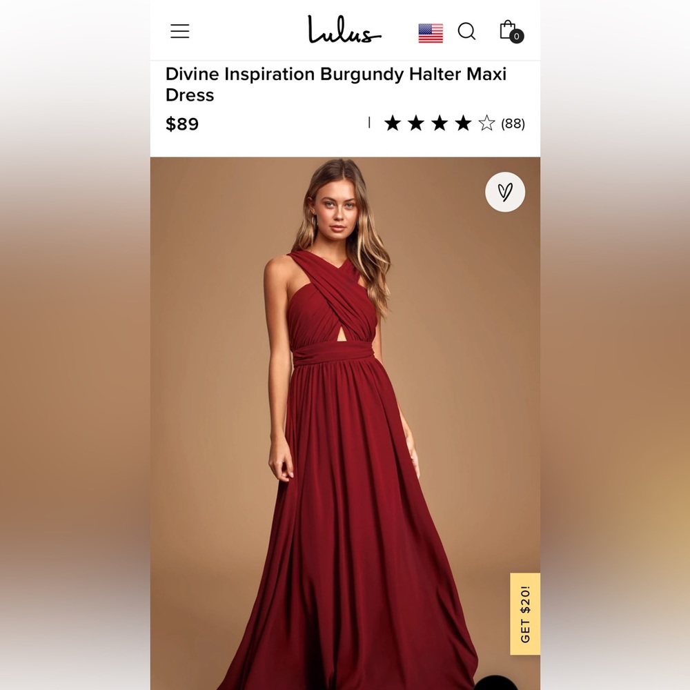 NWT Lulus Burgundy Maxi Dress Size S